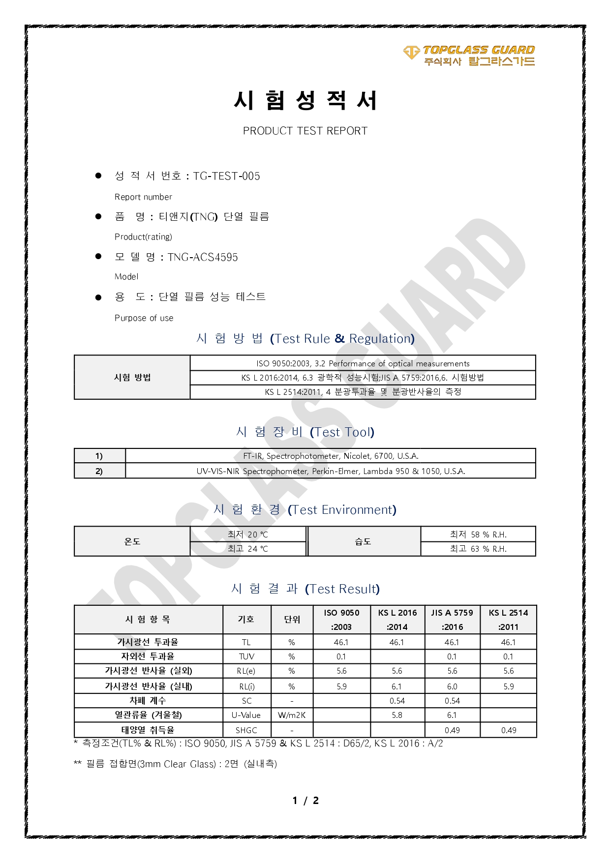 ACS4595 시험 성적서